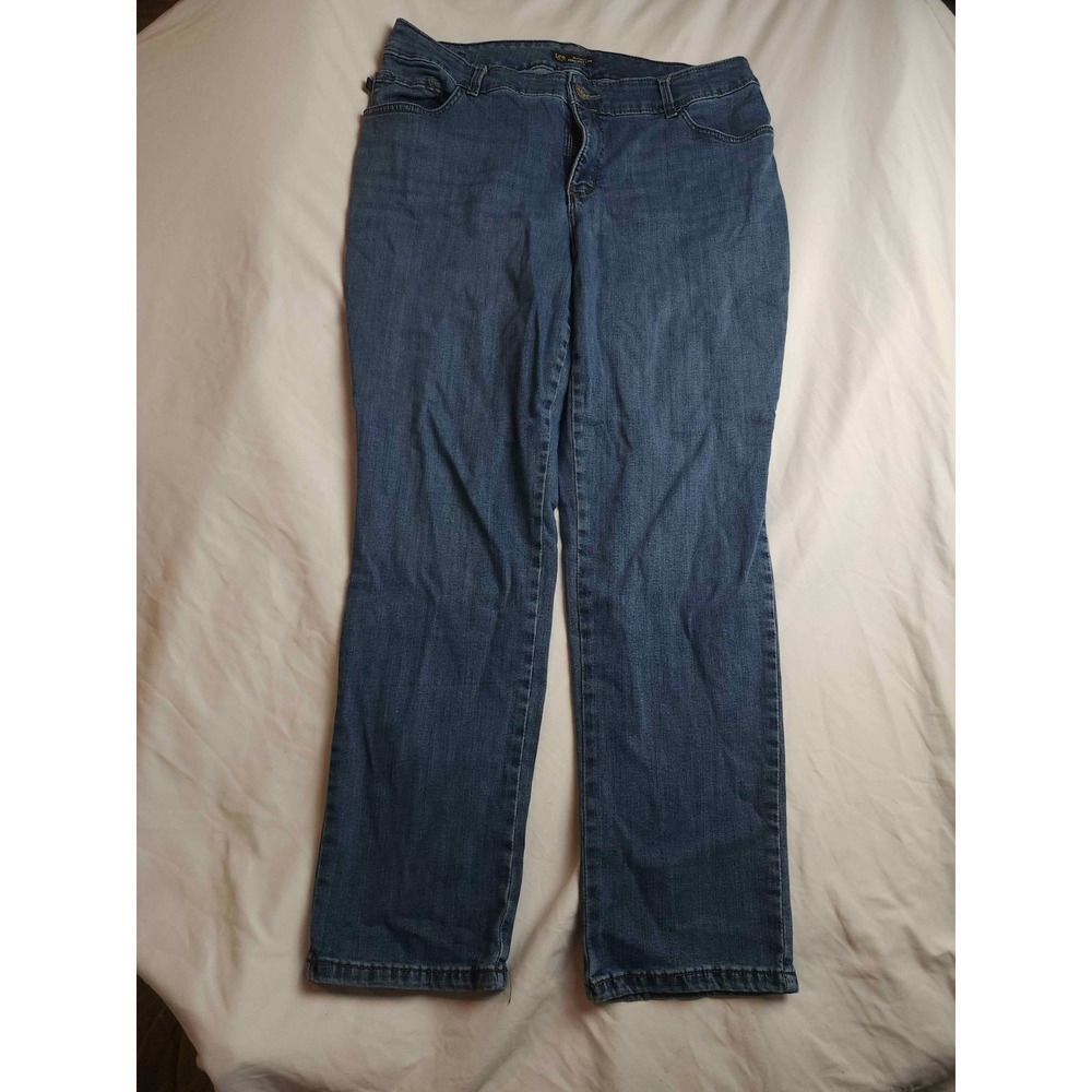 Lee Instantly‎ Slims Jeans Womens 16W Plus Relaxed Fit Straight Leg High Rise